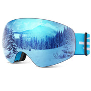 LOEO front view of goggles showing frameless design and wide visibility benefit
