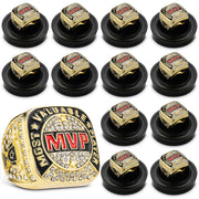 Loetere front view of gold MVP ring showing bold championship design and eye-catching shine