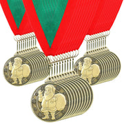 Loetere front view gold Santa medal showing festive award detail and instant recognition