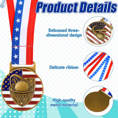 Loetere view of red white blue neck ribbon and secure medal attachment for comfortable wear