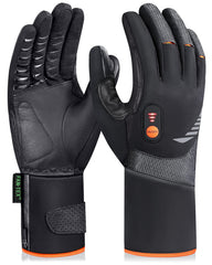 Luckcolor gloves front view showing weatherproof shell and controls for warmth