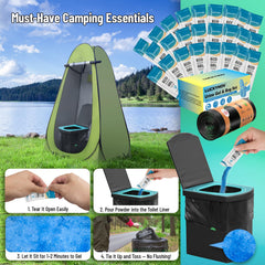 LuckyNov bag lined in portable bucket, tidy waste containment benefit