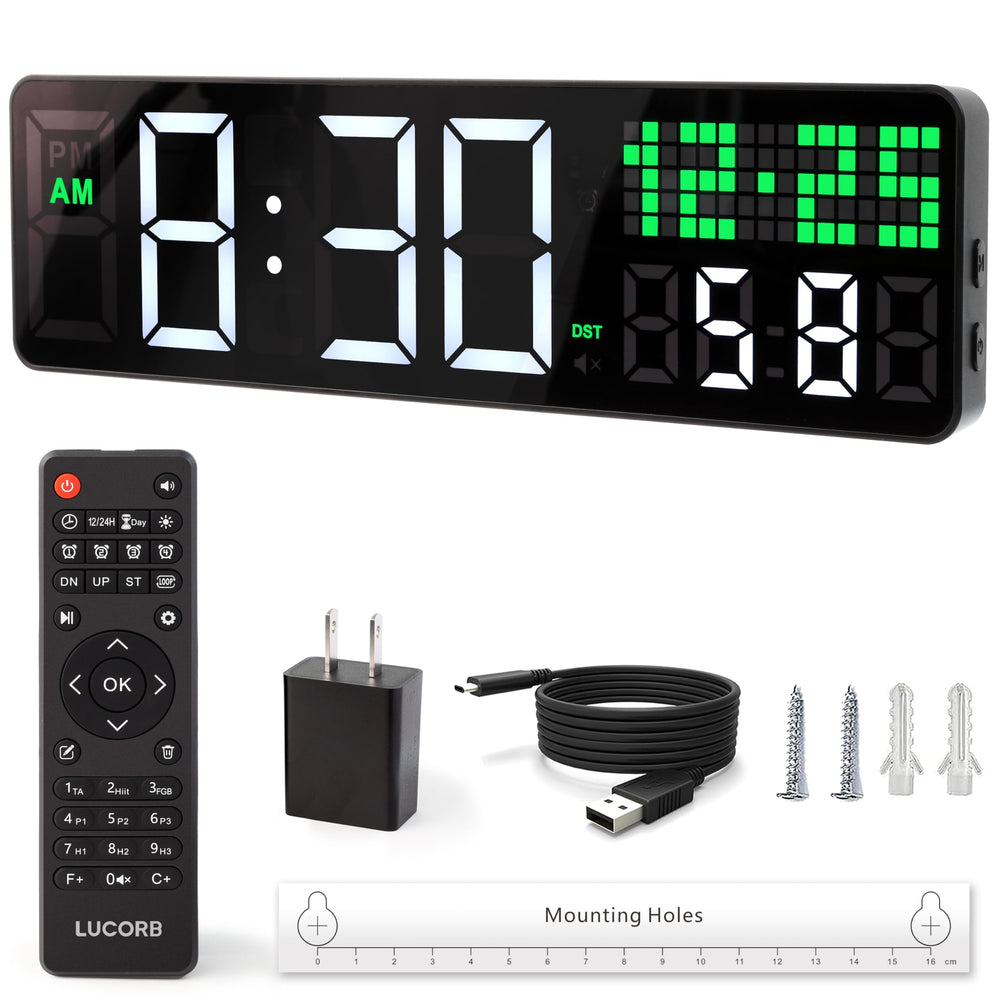 LUCORB front display showing bright LED time and seconds for clear visibility