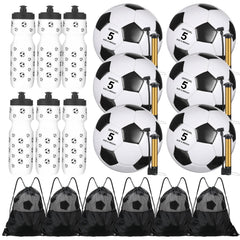 Lunmon front packaging showing six complete soccer ball kits and accessories for quick use