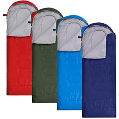 Macarrie front view of four multicolor sleeping bags showing pack convenience and organization