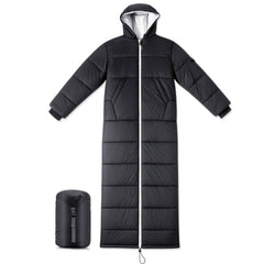 Macarrie front view of wearable sleeping bag showing sleeves and hood for versatile warmth
