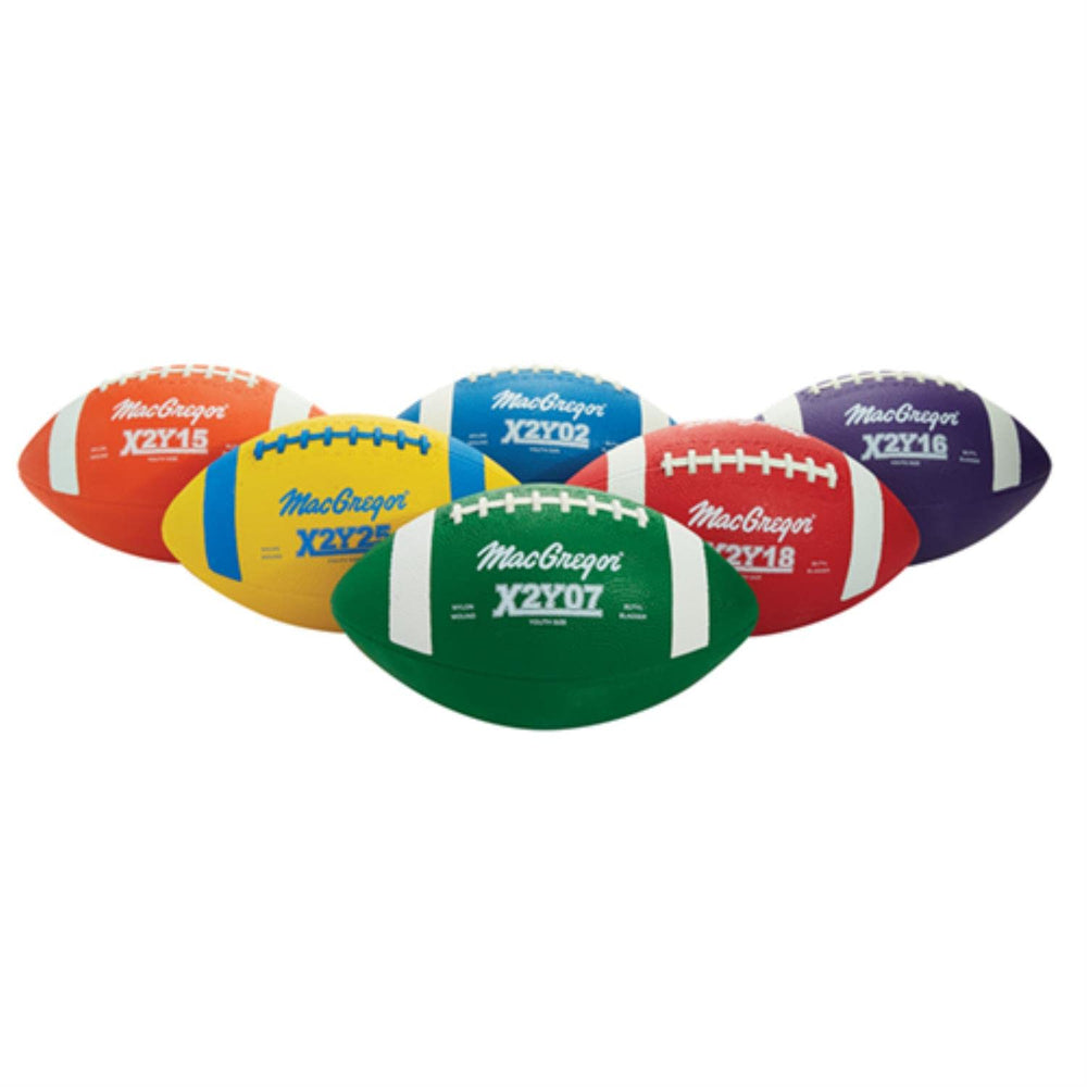 MacGregor multicolor youth footballs pack showing colors and durable grip