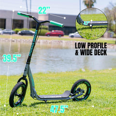 Madd Gear tall one-piece handlebar demonstrating upright comfort for taller riders