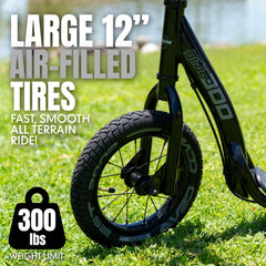 Madd Gear side profile highlighting 12" tires for improved pavement rolling