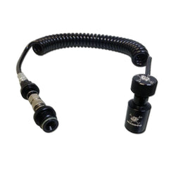 Maddog remote coil front view showing compact coiled hose and fittings for easy transport