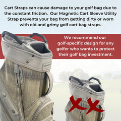 MADSON GOLF sleeve installed on cart strap for easy-access convenience