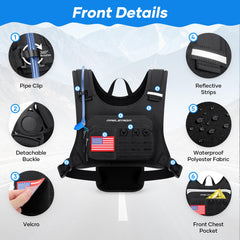 Maelstrom vest back view with bladder compartment and tidy storage
