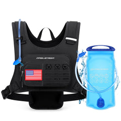 Maelstrom vest front view showing pockets and snug fit for easy access