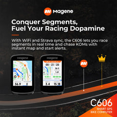 Magene C606 touchscreen in rain showing hydrophobic coating for legible view