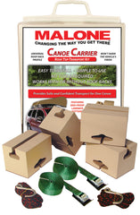 Malone canoe kit on roof showing secure transport and easy installation