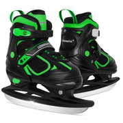 MammyGol front view of green beginner skates showing shape and closures for stability