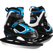 MammyGol front view of blue skates showing secure fit and youth styling