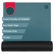 Manduka GRP Adapt front view showing full Dark Lotus mat and dimensions, great portability