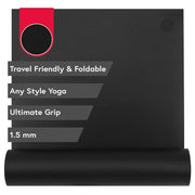Manduka GRP Adapt Travel front view showing carbon color and slim profile benefit
