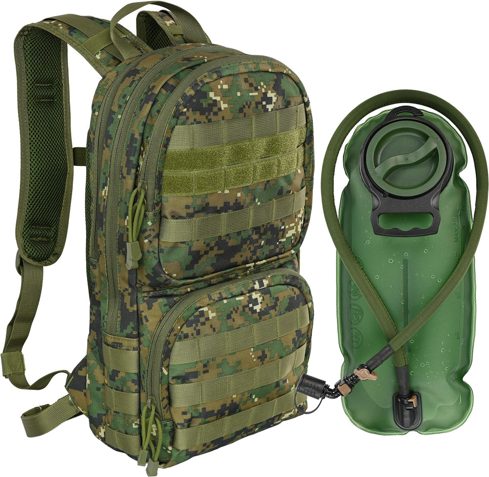 MARCHWAY front view showing digital woodland pack and organized storage benefits