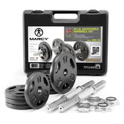 MARCY adjustable dumbbell set assembled front view shows compact home gym solution