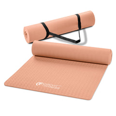 MARCY front view of Sunset Orange mat showing full surface and benefits of grip