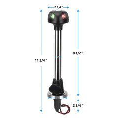 MARINE SYSTEM side profile of 12 inch pole and base, demonstrates easy plug-in installation