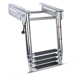 Marinebaby front view of under-platform ladder showing compact mounting and durable finish