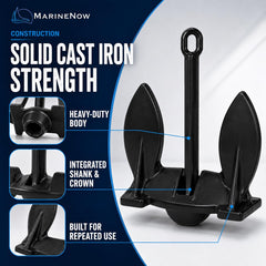 MarineNow side profile illustrating cast-iron strength and fluke geometry benefit
