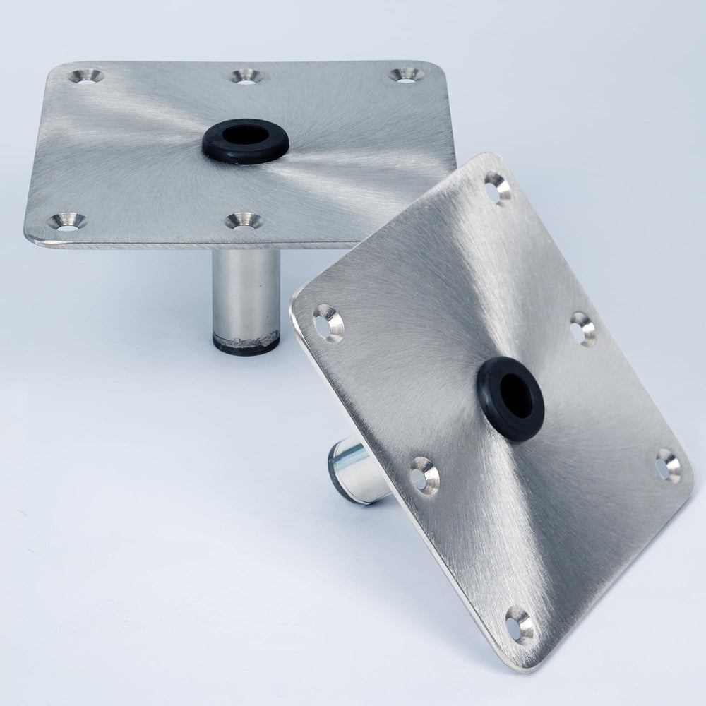 marinexplore front view of 7x7 stainless steel base plate showing clean mounting surface and durability