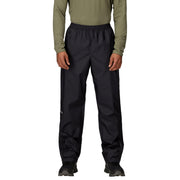 Marmot front view of black rain pant showing full waterproof coverage and mobility