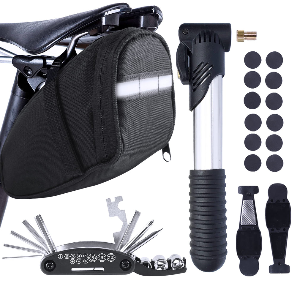 MASPODER saddle bag front view showing compact storage and secure attachment