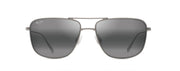Maui Jim Mikioi front view showing matte titanium frame and clean aviator shape