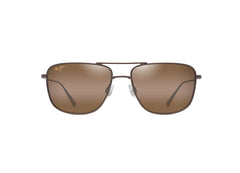 Maui Jim Mikioi front view showing satin sepia frame and balanced styling benefit clarity