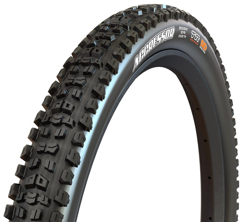 Maxxis Aggressor front profile showing tread and fast-rolling design benefit