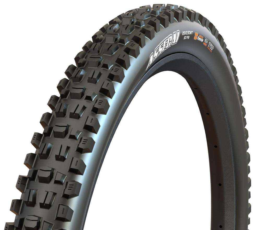Maxxis Assegai front view showing tire profile and wide-trail benefit