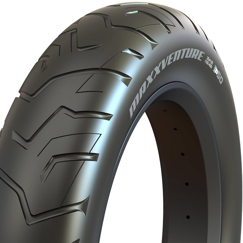 Maxxis MaxxVenture front view showing tire profile and brand for stable street performance