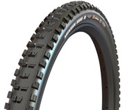 Maxxis Minion DHR II front tread showing aggressive bite for better braking