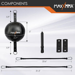 MaxxMMA wall mounts and bungee cords laid out demonstrating secure assembly and versatility