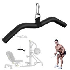 Mbotnee front view of 19-inch lat bar showing W-shaped design and finish, durable control