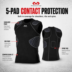 McDavid Rival back closeup highlighting spine pad and stabilized coverage benefit