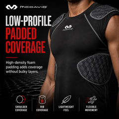 McDavid Rival shoulder pad closeup showing high-density foam for impact dispersion