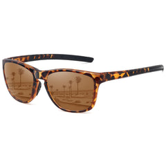 MEETSUN leopard frame brown lens front view showing sporty style and glare reduction