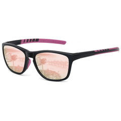 MEETSUN front view showing black frame and pink mirror benefit clear vision