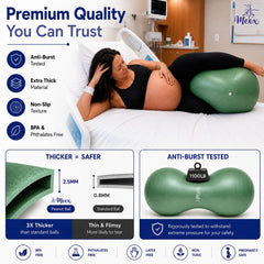 Meex peanut ball side profile inflated demonstrating pelvic support