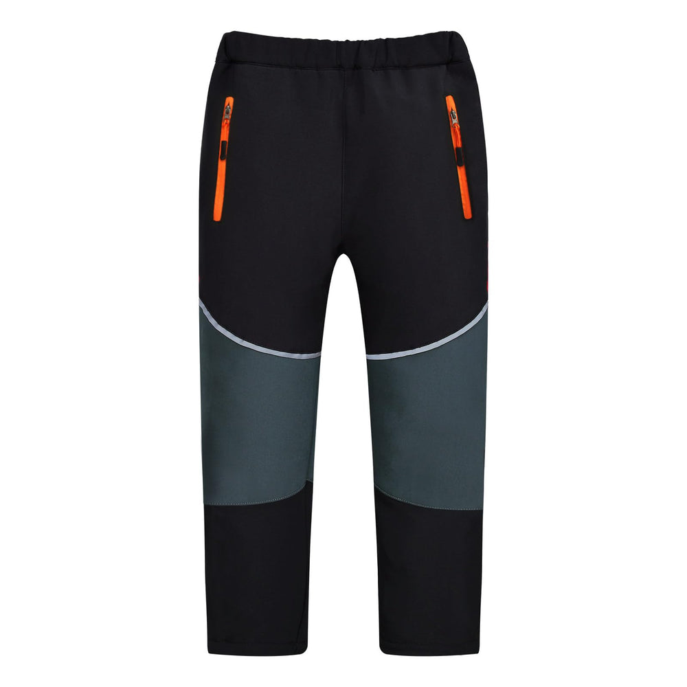 MEILONGER front view of black gray pants showing cut and fit, promotes warmth