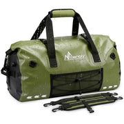 MENOLY 60L duffel front view showing durable shell and waterproof protection