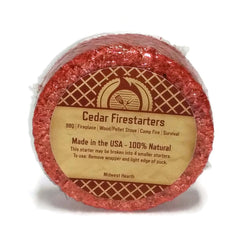 Midwest Hearth close-up of cedar disk texture showing wax-bonded sawdust for steady burn