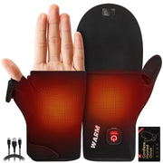 Mierns front view of black heated gloves showing controls and sleek fit for warmth