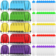 Mifoci front view showing clear bottles and colorful matching bags for easy distribution